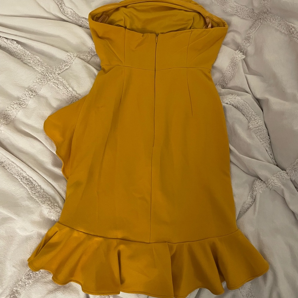 Hello Molly yellow orange strapless frilly dress - Picture 3 of 3